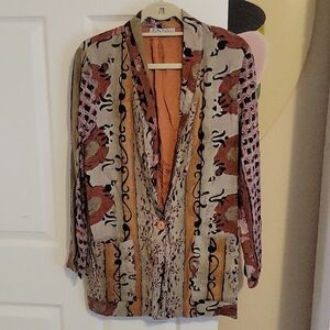Kensington Square USA Vintage 80s Y2K Colorful Abstract Pattern Blazer